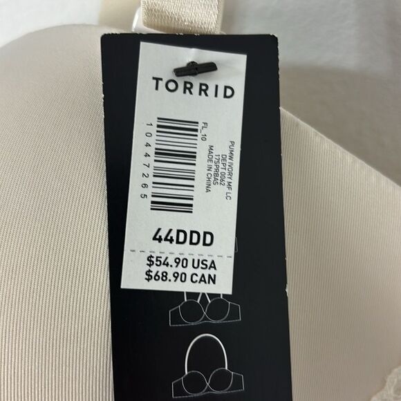 Torrid Cream Lace Bra 44DDD NWT Push up Strapless Criss-cross Neutral Feminine - Picture 5 of 12